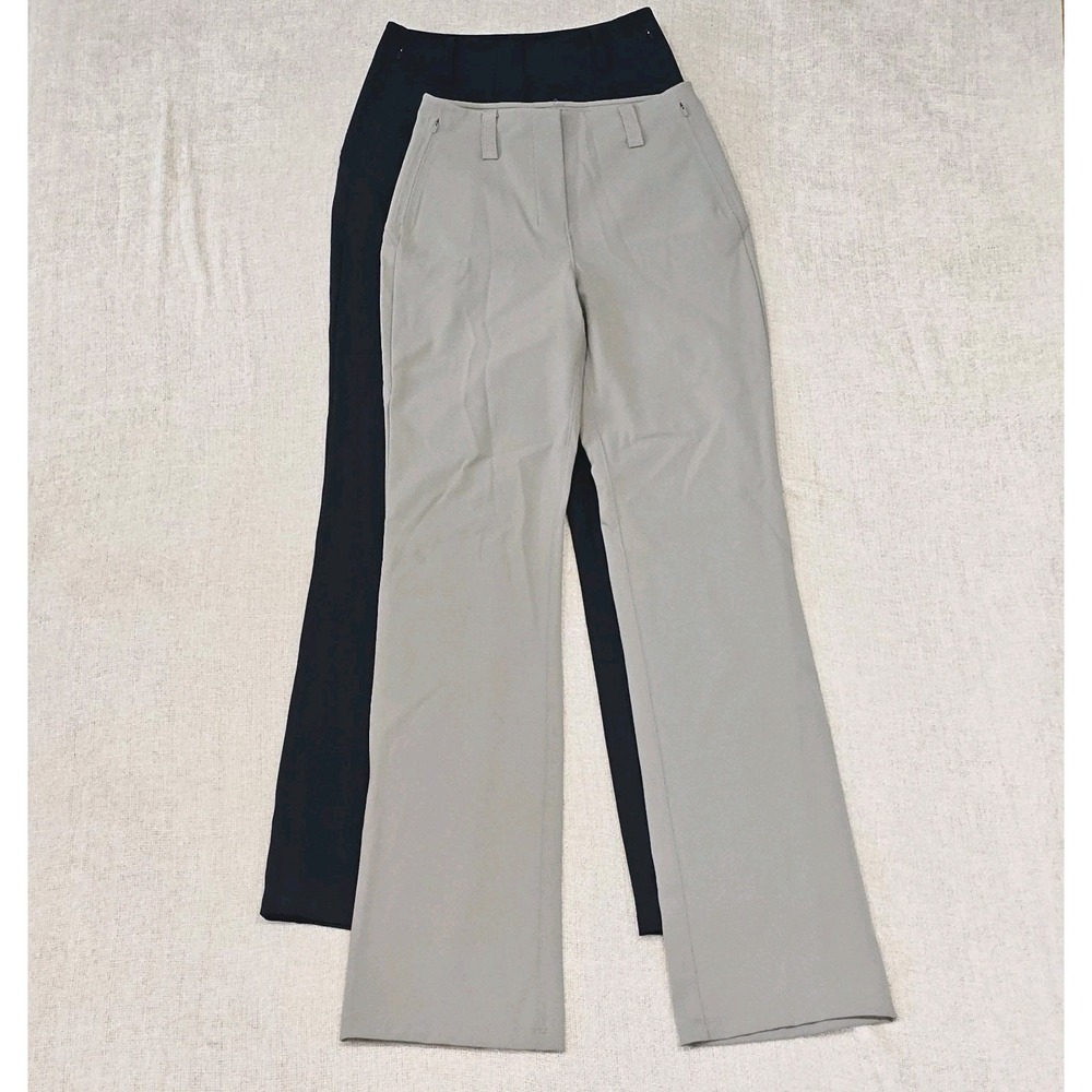 EUC Lot of 2 Lululemon Womens Smooth Fit Pull On High Rise Flared Tan Navy Sz 4